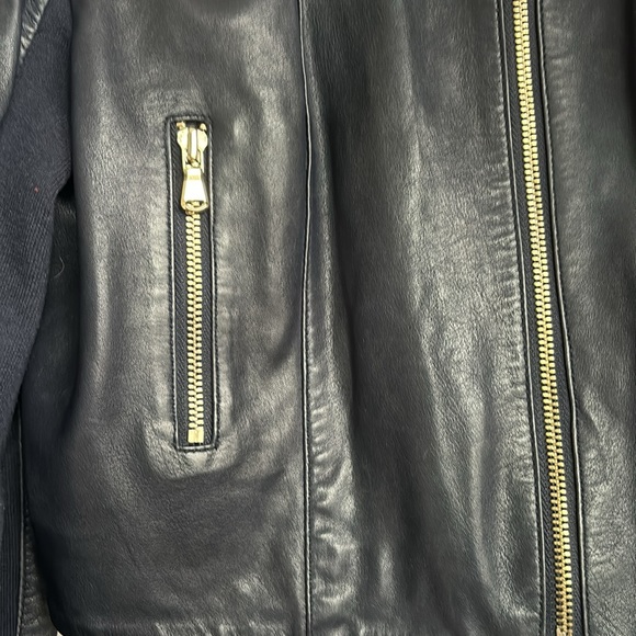 Twin-Set Navy Cropped Leather Jacket - Picture 5 of 11